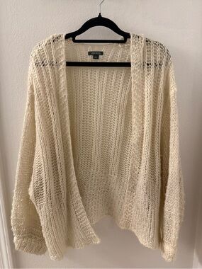 Cream Open-Front Knit Women's Sweater Cardigan